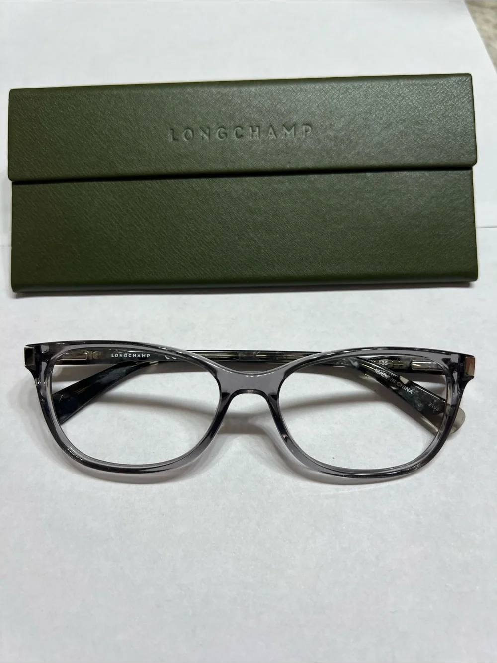 Longchamp 2616 Translucent Grey Eyeglass Frame with Olive Case